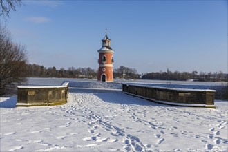 Lighthouse with pier, Moritzburg, Saxony, Germany, Europe