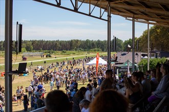 Race day at the racecourse in Hassloch, Palatinate. An estimated 3, 000 to 4, 000 spectators were