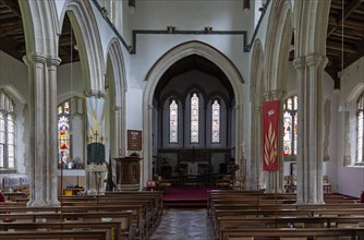 Inside village parish church of All Saints, Lawshall, Suffolk, England, UK