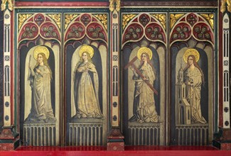 Victorian rood screen paintings, Bildeston church, Suffolk, England, UK, Saint Philomena, Saint