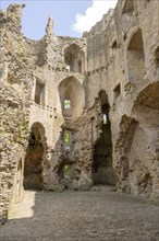 Ruins of Nunney castle, Somerset, England, UK built in 14th century ruined in Civil War