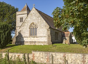 Village parish church of Holy Trinity, Easton Royal, Vale of Pewsey, Wiltshire, England, UK