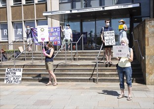 Extinction Rebellion climate change campaign silent protest, County Council HQ, Warwick,