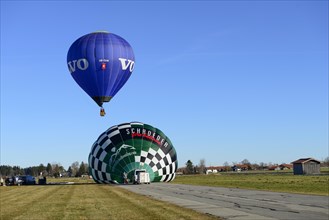 Hot air balloon starts at the airfield, Montgolfiade Tegernseer Tal, Balloon Week Tegernsee,