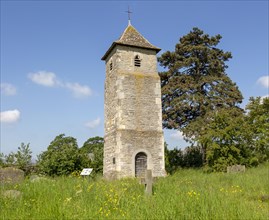 The remaining tower of the lost church of Lassington, Gloucestershire, England, UK