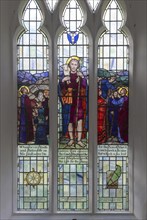 Stained glass window, the Good Shepherd, by Townsend and Howson c 1938, Pettaugh church, Suffolk,