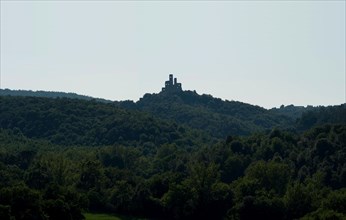 Castle ruin, haunted castle in a deep dark forest between Murlo and Casciano Tuscany Italy