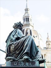 Female figure representing the river Drau, fountain of Archduke Johann, main square, Graz, Styria,