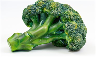 Broccoli on a white background. Close-up shot AI generated