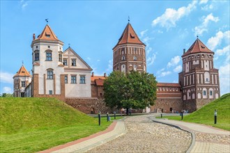 Ancient restored castle in the Mir city. Belarus