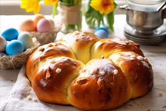 Pane di Pasqua, traditional Italian Easter bread. KI generiert, generiert AI generated