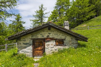 Swiss mountain hut in the Valais Alps, nature, hut, alpine pasture, mountain pasture, idyllic,