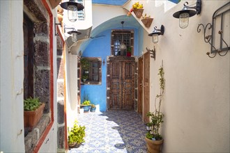 House entrance, Oia, Santorini, Cyclades, Greece, Europe