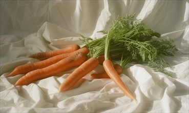 Carrots on a white background, carrots with green leaves on a white background AI generated