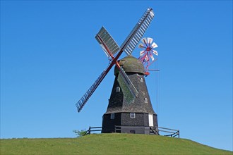 Old windmill on the island of Langeland, Denmark, Europe