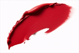 Bright red lipstick color swatch smudge. KI generiert, generiert AI generated