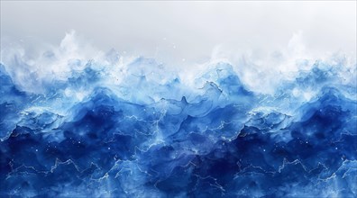 Abstract artistic rendition of vibrant blue waves with a fluid texture, ai generated, AI generated