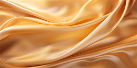 Luxurious golden silk fabric texture. KI generiert, generiert AI generated