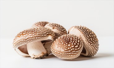 Shiitake mushrooms on a white background. Shiitake mushrooms. AI generated