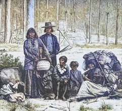 Indian family group west of the Rocky Mountains. From American Pictures Drawn With Pen And Pencil