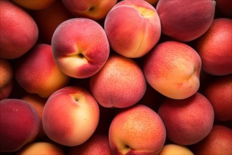 Top view of many peach fruits. KI generiert, generiert AI generated