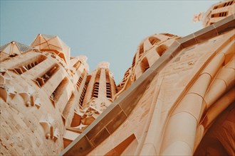 Antoni Gaudi's Sagrada Familia basilica in Barcelona, AI generated