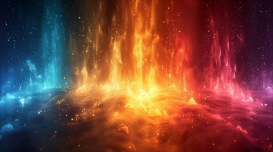 Abstract glowing representation of a fiery landscape with a vivid color gradient, ai generated, AI