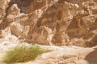 White canyon with yellow rocks, sunny day. Egypt, desert, the Sinai Peninsula, Nuweiba, Dahab