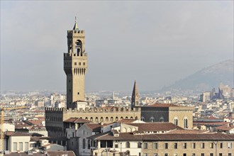 City panorama, view from Monte alle Croci, Florence, Tuscany, Italy, Europe