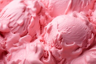 Close up of pink cherry or strawberry galetto ice cream. KI generiert, generiert AI generated
