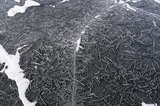 Winter, ice pattern on the Saint Lawrence River, Province of Quebec, Canada, North America