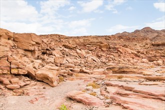 Colored canyon with red rocks. Egypt, desert, the Sinai Peninsula, Nuweiba, Dahab