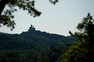 Castle ruin, haunted castle in a deep dark forest between Murlo and Casciano Tuscany Italy