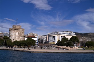 White Tower, Royal Theatre, State Theatre, waterfront promenade, Thessaloniki, Macedonia, Greece,