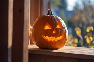 Carved Halloween pumpkin. KI generiert, generiert AI generated