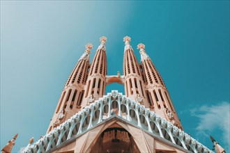 Antoni Gaudi's Sagrada Familia basilica in Barcelona, AI generated
