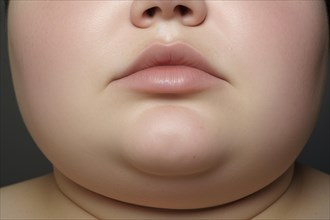 Close up of mouth, jaw and chin of plus size woman. KI generiert, generiert AI generated