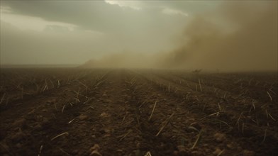 Burned fields during the dry season in Mexico, AI generated