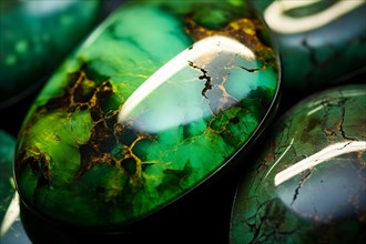Close up of green opal gem. KI generiert, generiert AI generated