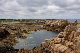Rocky coast on the Il de Brehat, Cotes d'Armor department, Brittany, France, Europe