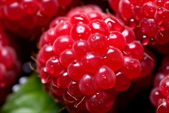 Close up of raspberry fruit. KI generiert, generiert AI generated