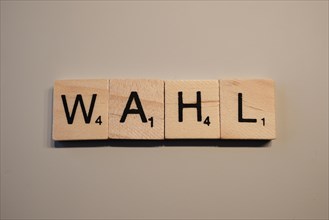Wahl lettering, wooden letters, North Rhine-Westphalia, Germany, Europe