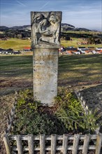 Stone relief, Way of the Cross station number 14 on the Buchenberg, Buchenberg, Allgaeu, Bavaria,