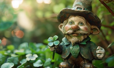 Saint Patricks Day background. Saint Patricks Day background with green clover leaves and old gnome