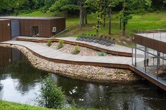 Modern pavilion for healthcare and aeroionotherapy in the city park of Druskininkai. Lithuania