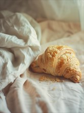 Croissant bread on a cloth, AI generated
