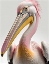 Painted great white pelican (Pelecanus onocrotalus), painting, portrait, AI generated, AI generated
