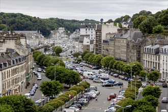 Town view of Morlaix in the north of the Departement Finistere, Brittany, France, Europe