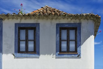 Flower-covered roof, lovely, idyllic, Mediterranean, pastel, pastel, clay plaster, lovely, blue,