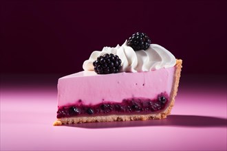 Single slice of blackberry cream pie. KI generiert, generiert AI generated
